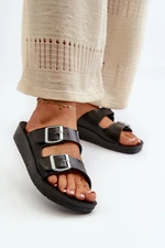 Comfortable women's slippers with Inblu Black buckles