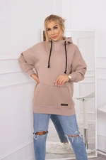 Insulated sweatshirt with turtleneck dark beige