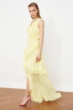 Trendyol Yellow Ruffle Evening Dress