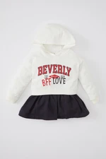 DEFACTO Baby Girl Printed Hooded Long Sleeve Sweat Dress