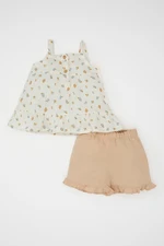 DEFACTO Baby Girl Floral Muslin Strap Blouse and Shorts Set of 2