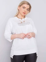 Plus Size White Cotton Blouse with Patch