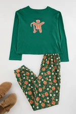 Trendyol Green 100% Cotton Christmas Themed Knitted Pajama Set