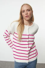 Trendyol Ecru Soft Texture Striped Knit Cardigan