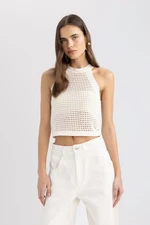 DEFACTO Crop Halter Neck Openwork Knitwear Undershirt