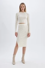 DEFACTO Cool Slim Fit Slit Knitwear Midi Skirt