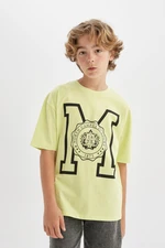 DEFACTO Boy's Oversize Fit Crew Neck Printed Short Sleeve T-Shirt