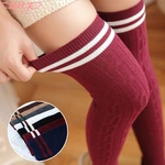 Autumn and winter thickening Japanese knee-high socks mid-thigh cotton lace long socks female socks thigh socks tall socks