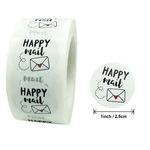 100/500pcs Happy Mail Stickers Scrapbooking1 Inch Round Kraft Stickers Seal Labels Envelope Packaging Labels Stationery Sticker