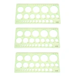 3X Green Plastic Students Rectangle Shape Drawing Circle Template Ruler