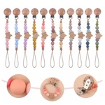 Baby Anti-drop Chain Pacifier Clips Silicone Beads Infant Nipple Appease Soother Chain Clips Dummy Holder Nipple Clip Chain