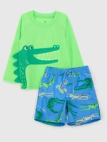 Set of boys' swim shorts and T-shirt in blue and green GAP