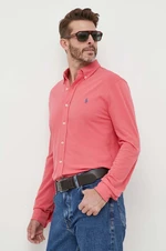 Košile Polo Ralph Lauren červená barva, regular, s límečkem button-down, 710654408