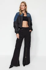 Trendyol Black Zipper Detail High Waist Wide Leg Jeans with Cargo Pocket