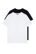 Trendyol Czarno-Biała Męska Basic Slim Fit 100% Bawełna 2-Pak Koszulka Z Krótkim Rękawem I Okrągłym Dekoltem