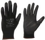 SIXTOL Rukavice pracovní z polyesteru polomáčené v polyuretanu GLOVE PE-PU 9, černé, velikost 9"