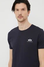 Bavlnené tričko Alpha Industries Basic T Small Logo 188505.07, tmavomodrá farba, jednofarebné