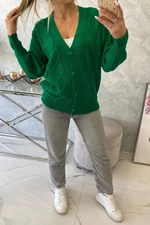 Button sweater with wide sleeves green