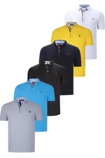 SIX SET T8582 DEWBERRY MENS T-SHIRT-BLACK-WHITE-NAVY BLUE-DARK TURQUOISE-YELLOW-GREY