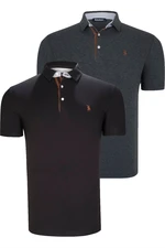 DUAL SET T8582 DEWBERRY MENS T-SHIRT-BLACK-ANTHRACITE