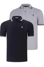 DUAL SET T8594 DEWBERRY MENS T-SHIRT-BLACK-GREY