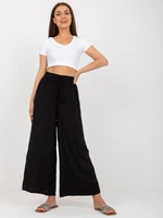 Black wide trousers made of fabric with pockets SUBLEVEL