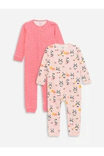 LC Waikiki Crew Neck Zippered Patterned Baby Girl Jumpsuit