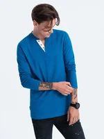 Ombre HENLEY men's neckline longsleeve - blue