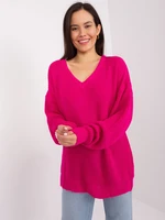 Women's loose-fitting fuchsia sweater