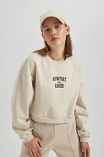 DEFACTO Oversize Fit Slogan Pattern Sweatshirt