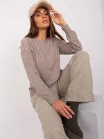 Dark beige classic sweater with long sleeves