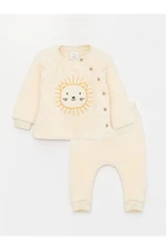 LC Waikiki Crew Neck Long Sleeved Baby Boy Plush Cardigan and Trousers 2-piece Set