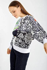 Bigdart 55318 Mix Patterned Oversized Sweatshirt - White