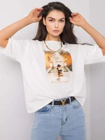 White cotton T-shirt with print