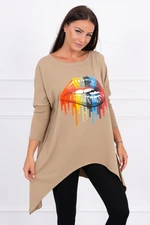 Oversize blouse with rainbow camel print