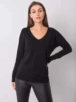 Black cotton blouse with long sleeves