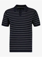 Dark blue men's striped polo shirt LERROS - Men