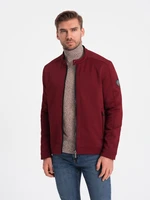 Ombre Men's BIKER jacket in structured fabric - maroon