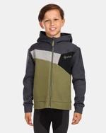 Grey-green boys' zip-up hoodie KILPI PREDA
