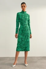 Trendyol Limited Edition Green Fitted with Glittery Sweater Dress