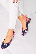 Fox Shoes Navy Blue/Fuchsia Women's Flat Shoes