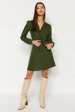 Trendyol Khaki Buttoned Tie Detail Mini Woven Shirt Woven Dress