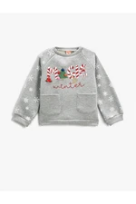 Koton Christmas Themed Sweat Pocket Detailed Raised