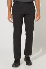 ALTINYILDIZ CLASSICS Men's Black Comfort Fit Comfortable Cut, Cotton Diagonal Patterned Flexible Trousers.