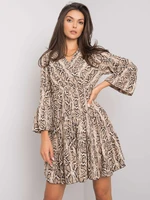 Beige and black dress with Maren animal patterns