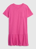 Dark pink girly cotton dress with ruffle GAP