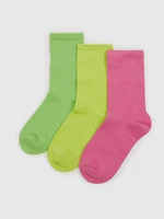 Set of three pairs of children's socks in neon pink, yellow and green GAP