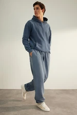 Trendyol Indigo Men's Limited Edition Oversize Rubber Legs Washed Effect 100% Cotton Sweatpants.