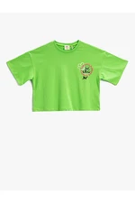 Koton Crop T-Shirt Graffiti Print on the Back Short Sleeve Crew Neck Cotton