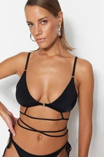 Trendyol Black Triangle Pile Bikini Top